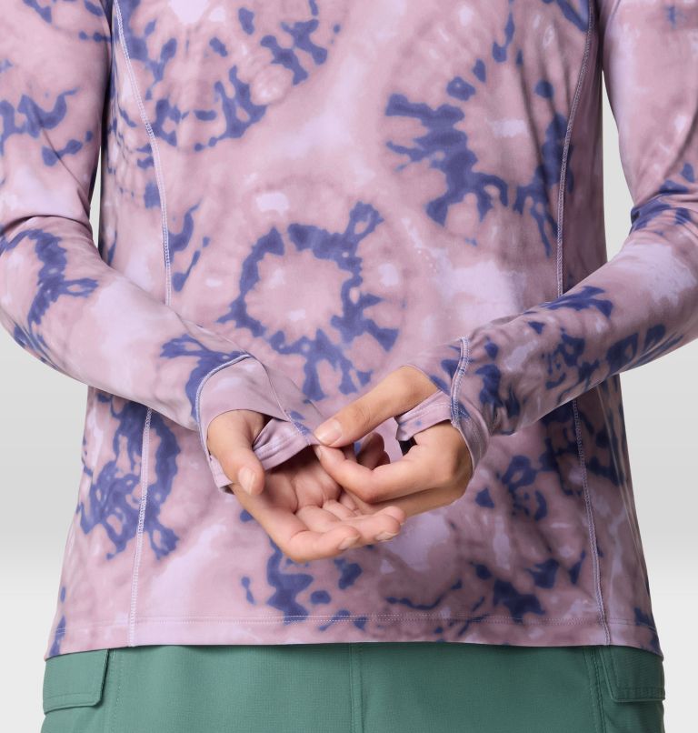 Women's Crater Lake 1/2 Zip, Color: Wisteria Spore Dye Print, image 6