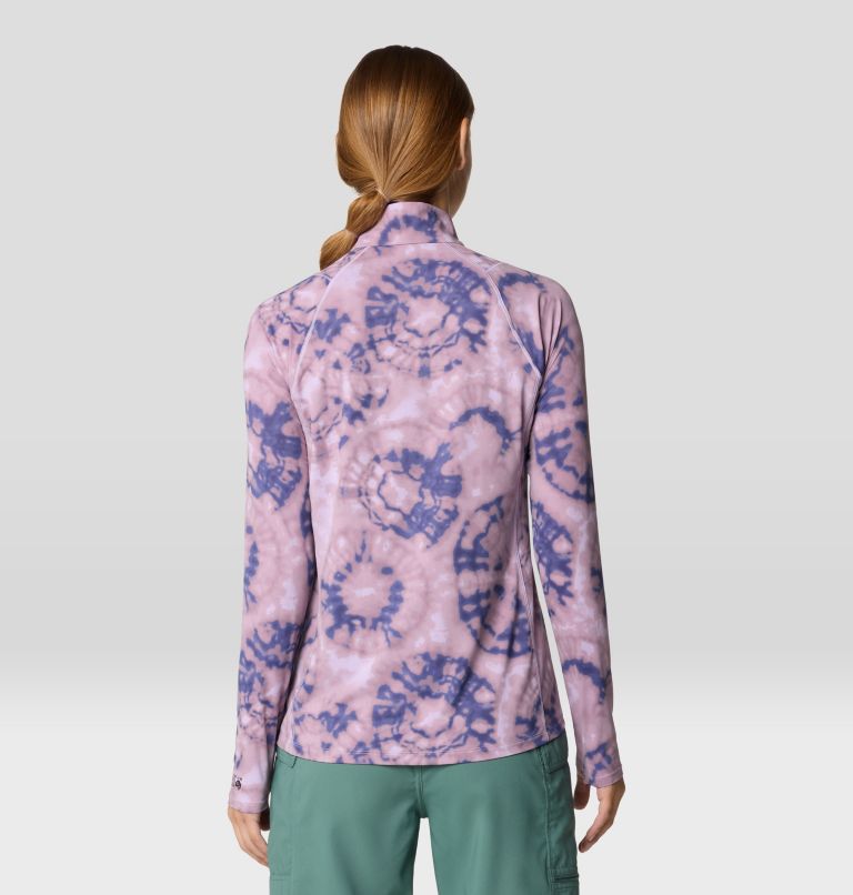 Women's Crater Lake 1/2 Zip, Color: Wisteria Spore Dye Print, image 3