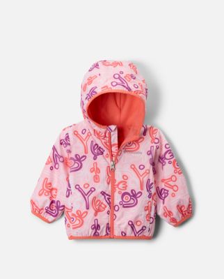 An infant's teal fleece jacket.