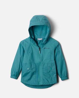 A toddler's dark green hoodie.