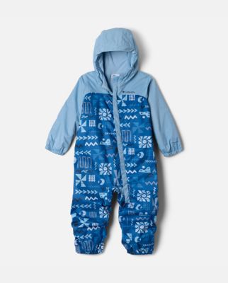 A blue infant's bunting.