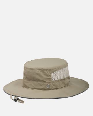A tan booney hat.