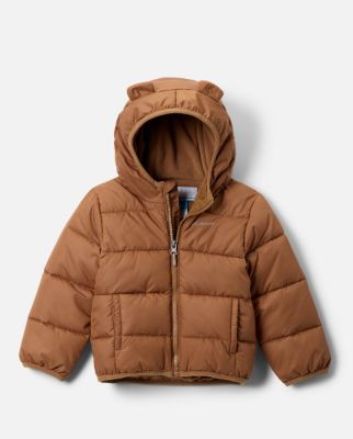 A toddler's dark green hoodie.