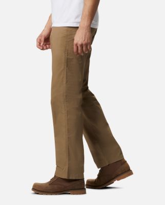 Waist-down image of a man wearing brown pants.