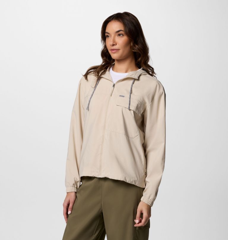 Women's Skien Valley Hooded Long Sleeve Shirt, Color: Dark Stone, image 3