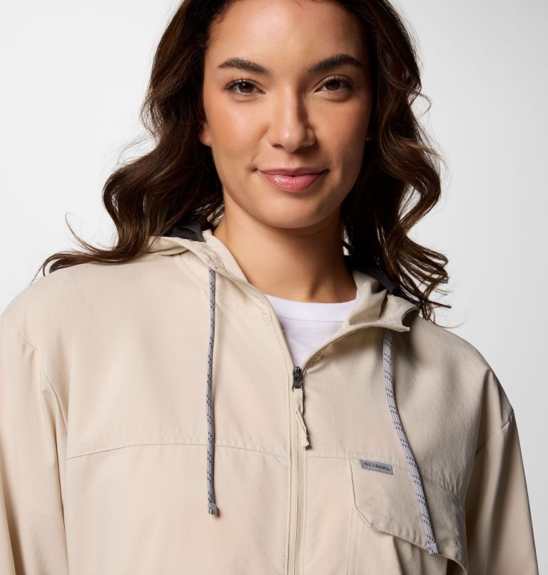 Women's Skien Valley Hooded Long Sleeve Shirt, Color: Dark Stone, image 4