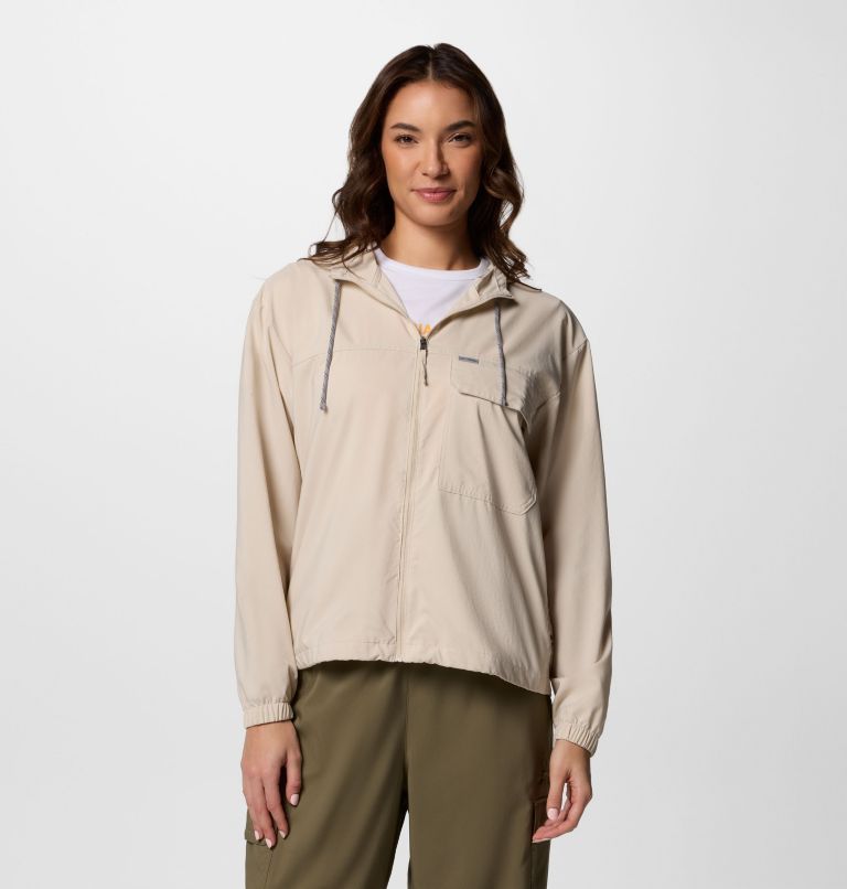 Women's Skien Valley Hooded Long Sleeve Shirt, Color: Dark Stone, image 1