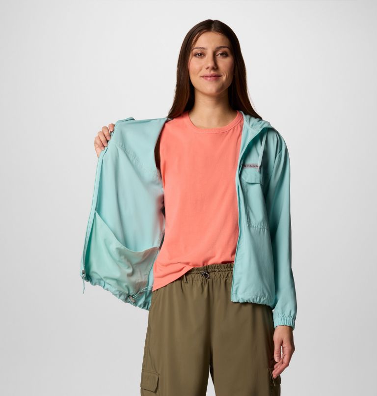 Women's Skien Valley Hooded Long Sleeve Shirt, Color: Spray, image 8