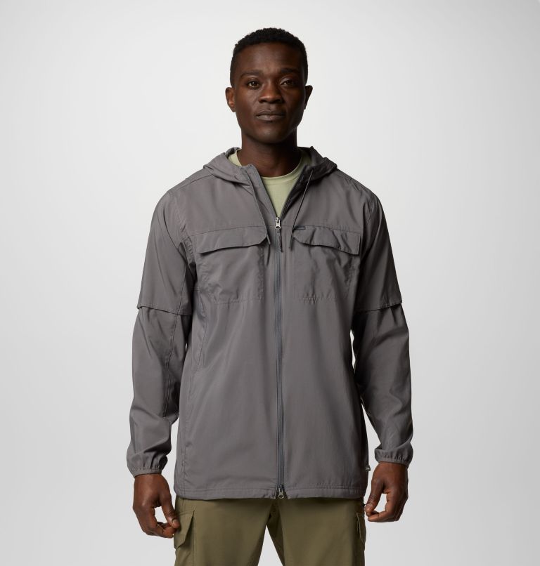 Men's Skien Valley Hooded Long Sleeve Shirt, Color: City Grey, image 1