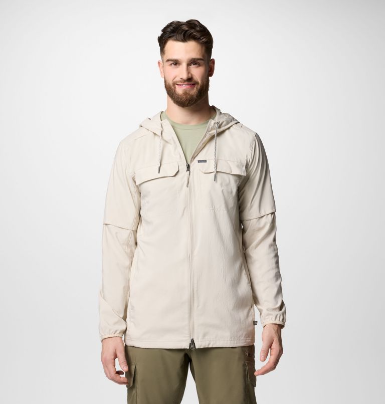 Men's Skien Valley Hooded Long Sleeve Shirt, Color: Dark Stone, image 1