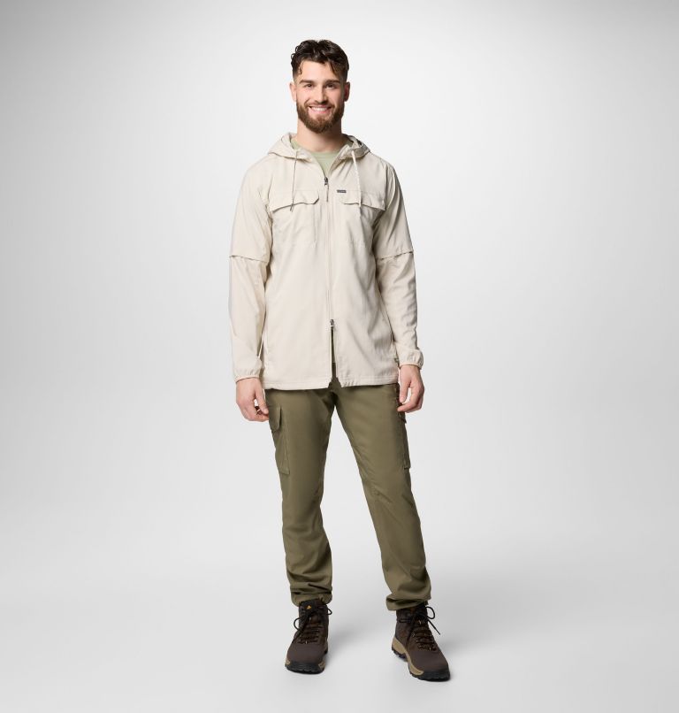 Men's Skien Valley Hooded Long Sleeve Shirt, Color: Dark Stone, image 2