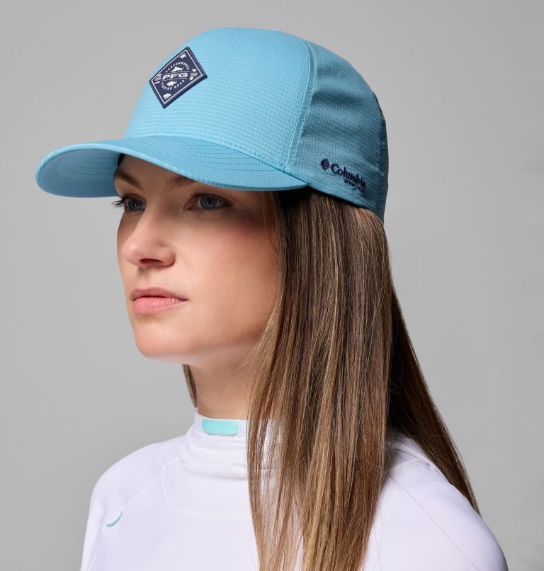 PFG Island Angler Stretch Fit Ball Cap, Color: Vintage Blue, Saltwater Diamond, image 5