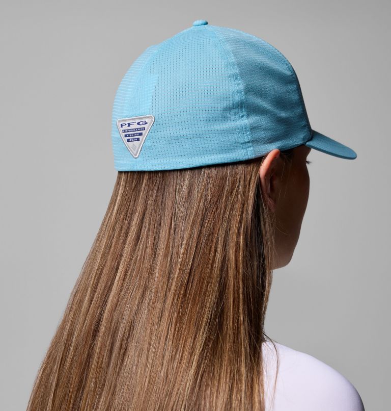 PFG Island Angler Stretch Fit Ball Cap, Color: Vintage Blue, Saltwater Diamond, image 6