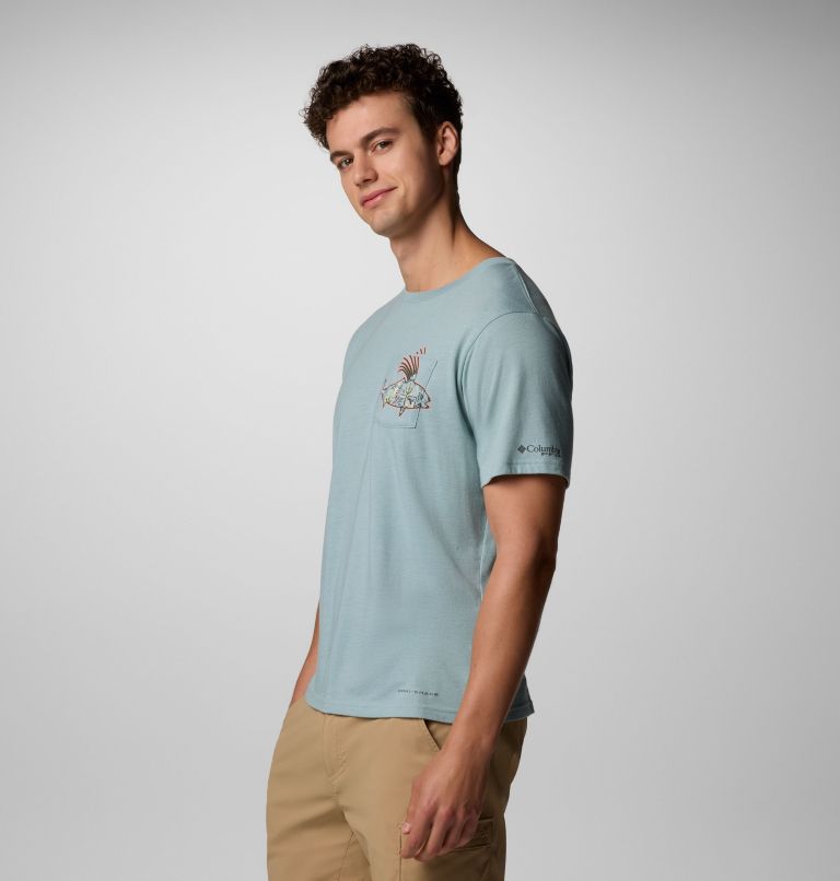 Men's Wild Cast Pocket T-Shirt, Color: Crushed Blue, PFG Pocket Baja Rooster, image 4