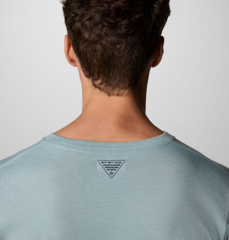 Men's Wild Cast Pocket T-Shirt, Color: Crushed Blue, PFG Pocket Baja Rooster, image 6