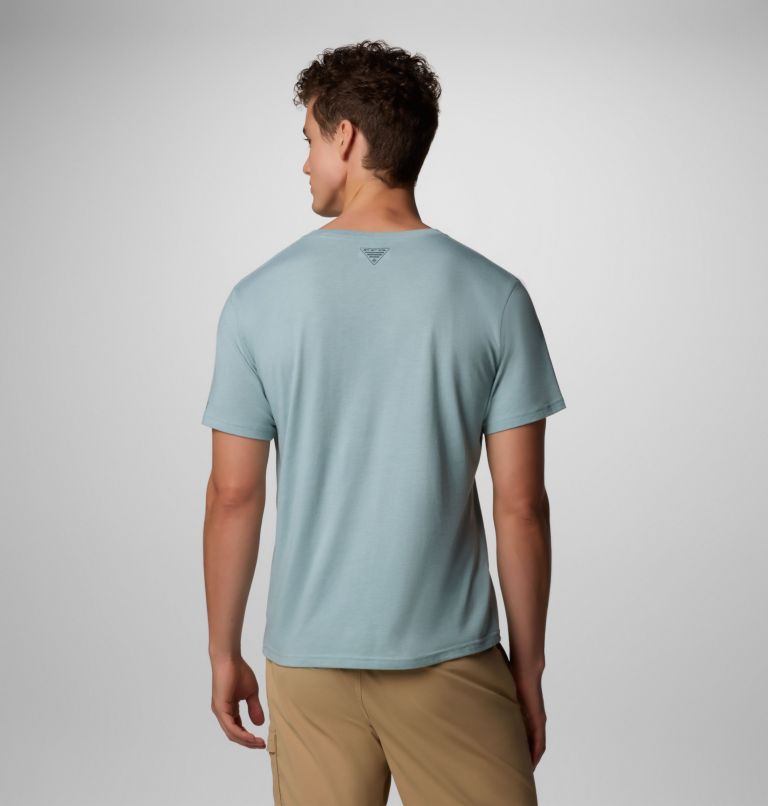 Men's Wild Cast Pocket T-Shirt, Color: Crushed Blue, PFG Pocket Baja Rooster, image 3