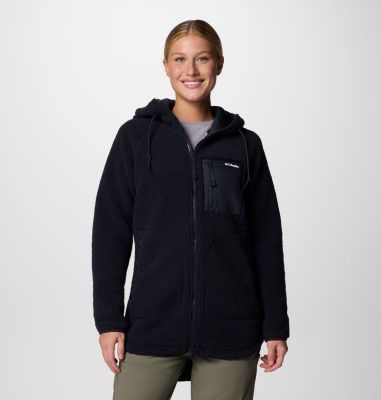Women's Winter Warmth Hooded Sherpa Fleece Jacket, Color: Black, image 1
