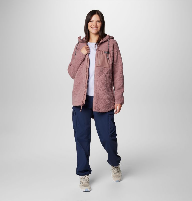 Chaqueta con capucha de forro polar sherpa Winter Warmth para mujer, Color: Fig, image 3