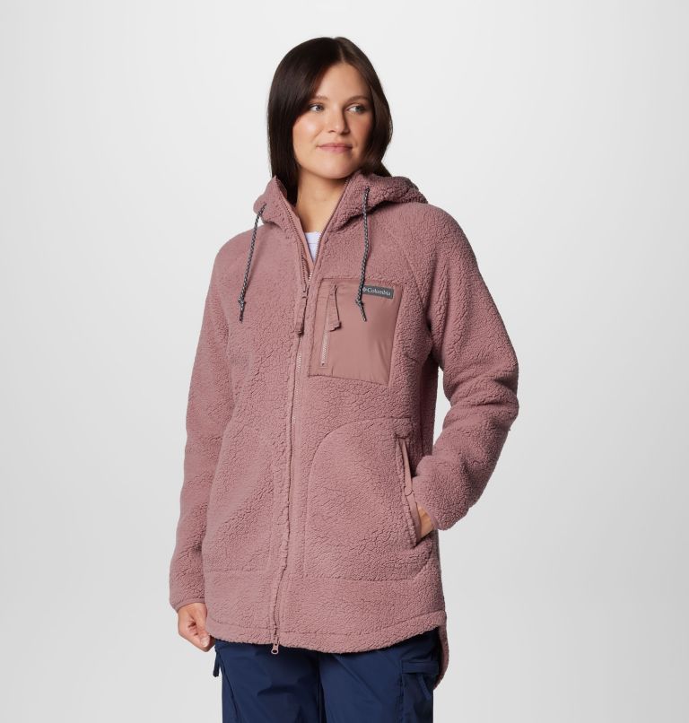 Chaqueta con capucha de forro polar sherpa Winter Warmth para mujer, Color: Fig, image 4