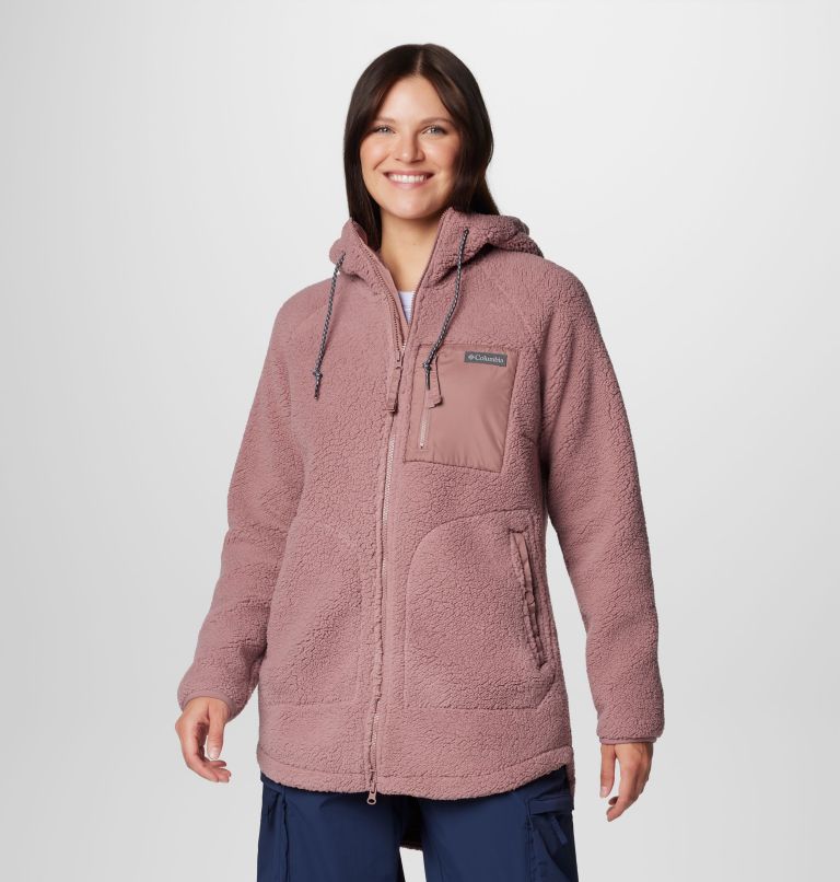 Chaqueta con capucha de forro polar sherpa Winter Warmth para mujer, Color: Fig, image 1