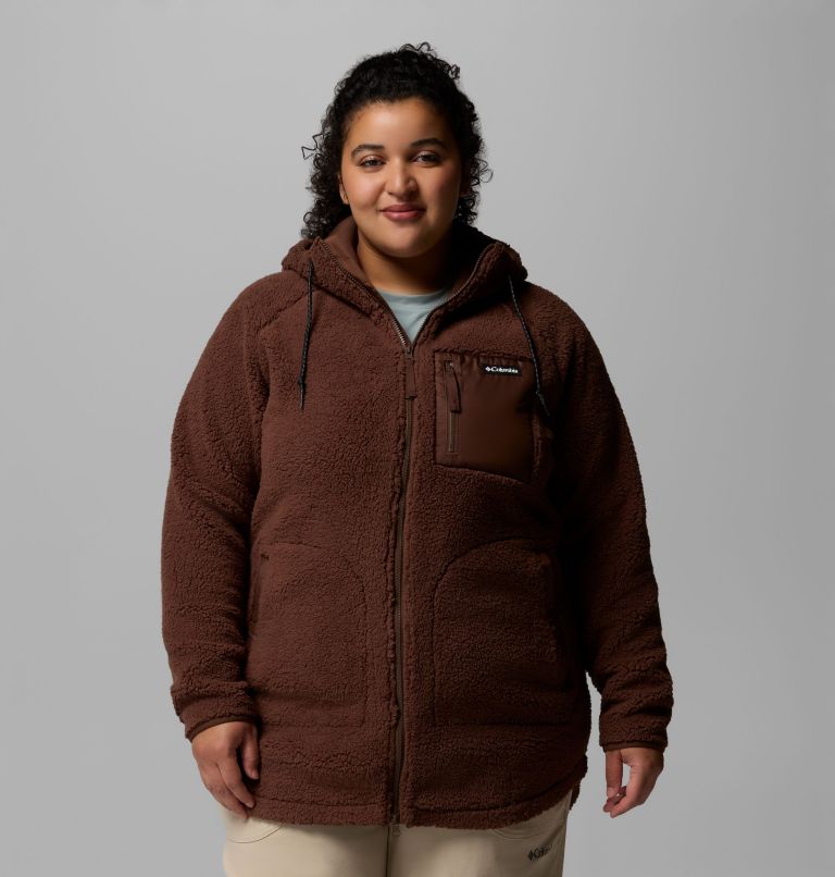 Chandail à capuchon avec fermeture éclair pleine longueur Winter Warmth pour femmes – Grandes tailles, Color: Tobacco, image 1