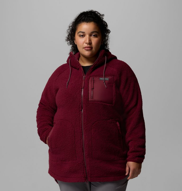 Chandail à capuchon avec fermeture éclair pleine longueur Winter Warmth pour femmes – Grandes tailles, Color: Rich Wine, image 1
