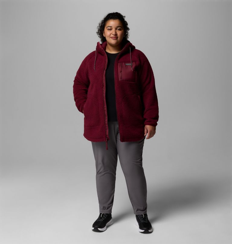 Chandail à capuchon avec fermeture éclair pleine longueur Winter Warmth pour femmes – Grandes tailles, Color: Rich Wine, image 2