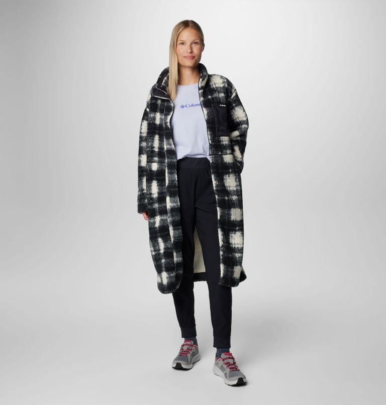 Women's Winter Warmth Long Sherpa Fleece Jacket, Color: Chalk Omblur Tonal, image 3