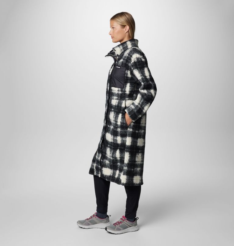 Women's Winter Warmth Long Sherpa Fleece Jacket, Color: Chalk Omblur Tonal, image 4
