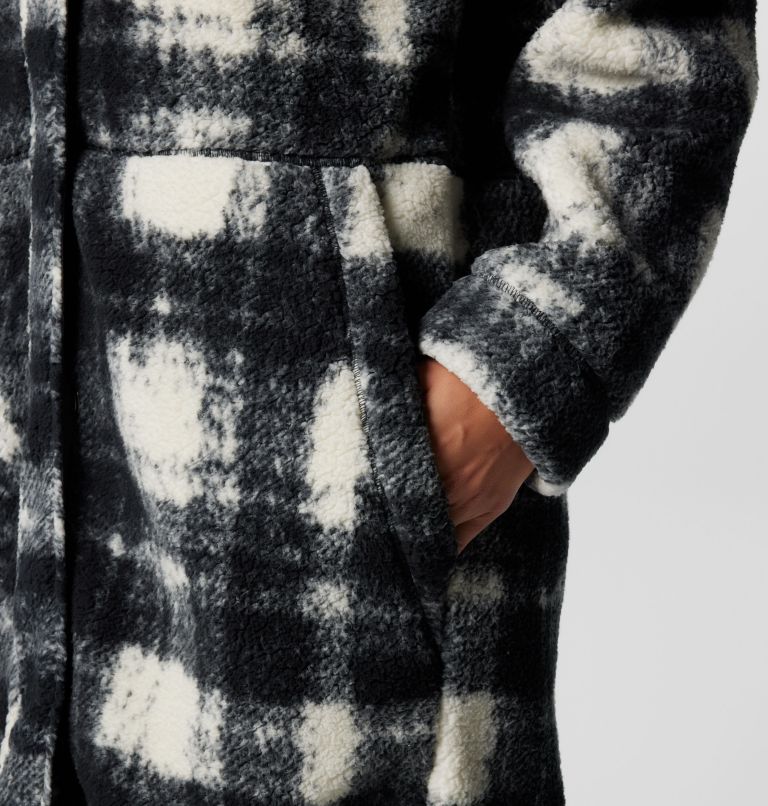 Women's Winter Warmth Long Sherpa Fleece Jacket, Color: Chalk Omblur Tonal, image 7