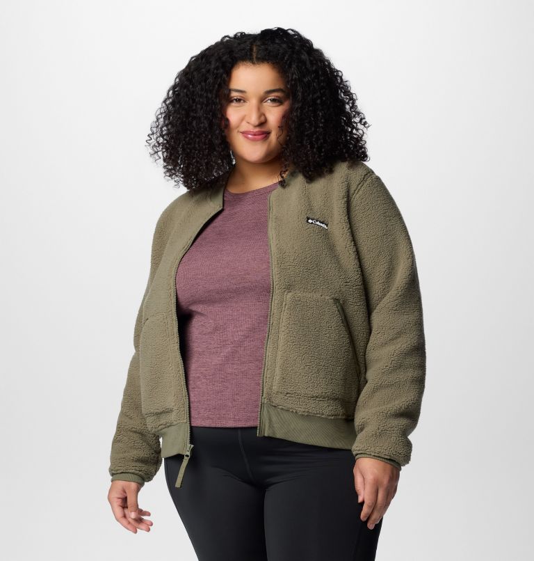 Women's Winter Warmth Bomber - Plus Size, Color: Stone Green, image 6