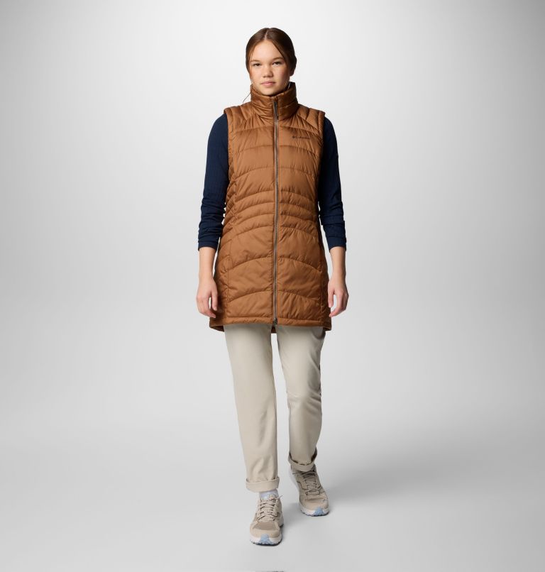 Women's Karis Gale Long Vest, Color: Camel Brown, image 3