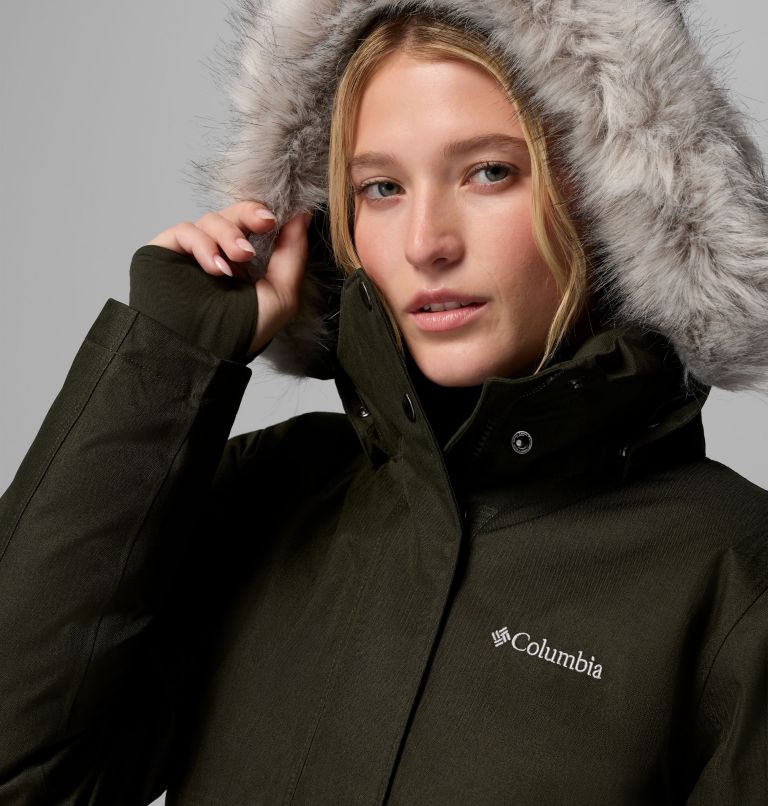 Women's Apres Arson II Winter Long Down Jacket, Color: Greenscape, image 8