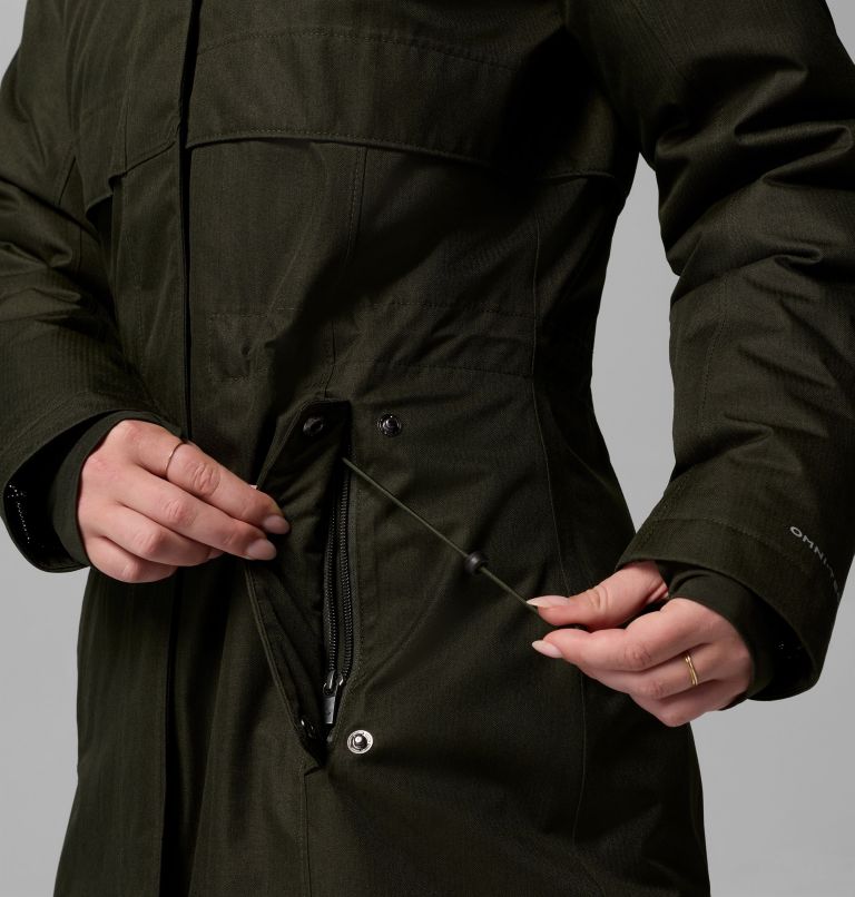 Women's Apres Arson II Winter Long Down Jacket, Color: Greenscape, image 9