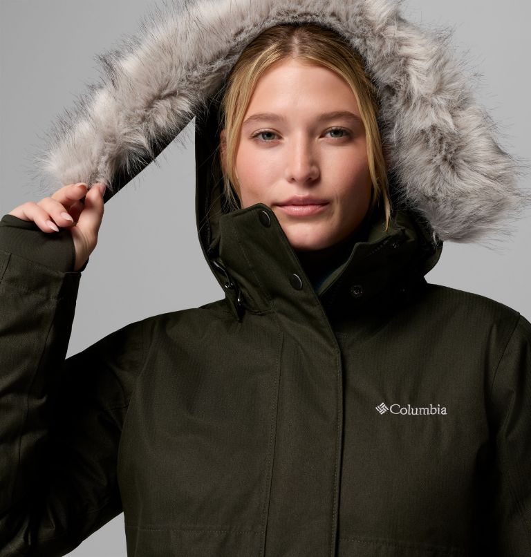 Women's Apres Arson II Winter Long Down Jacket, Color: Greenscape, image 11