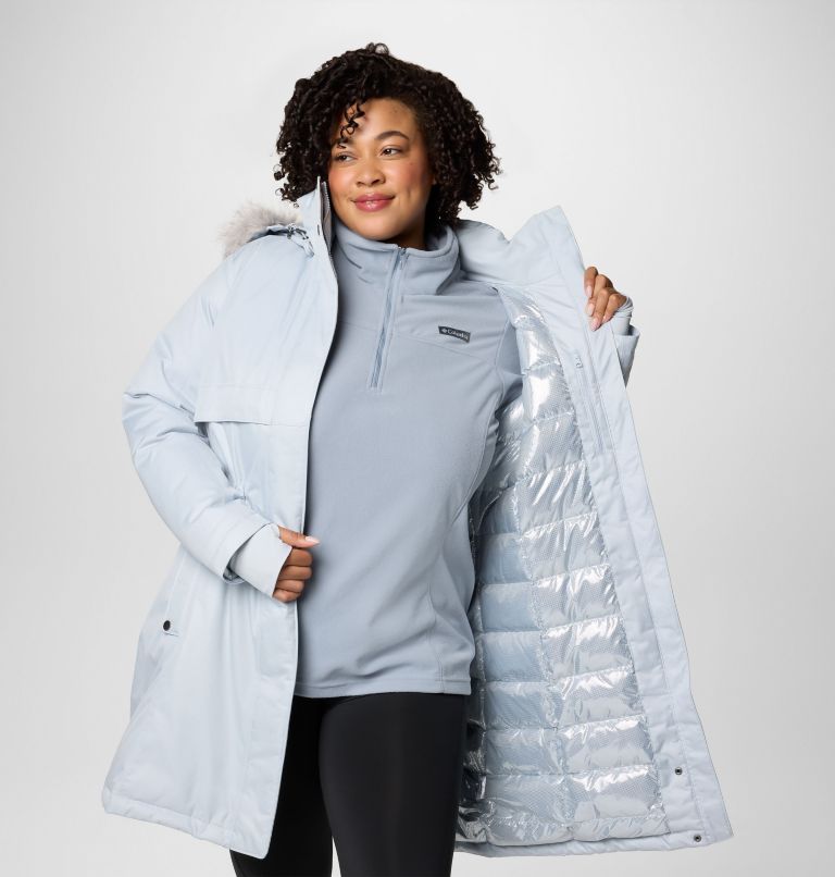 Women's Apres Arson II Winter Long Down Jacket - Plus Size, Color: Cirrus Grey, image 6