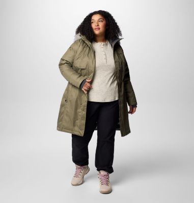 Women's Apres Arson II Winter Long Down Jacket - Plus Size, Color: Stone Green, image 3