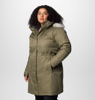 Women's Apres Arson II Winter Long Down Jacket - Plus Size, Color: Stone Green, image 4