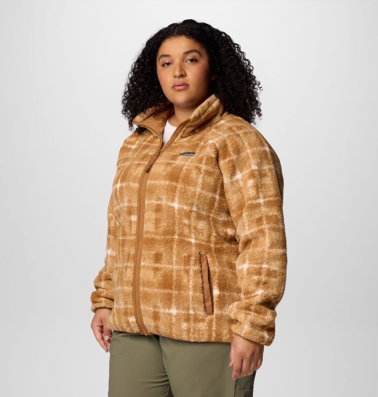 Women's Winter Warmth Full Zip Jacket - Plus Size, Color: Camel Brown Omlur, image 4