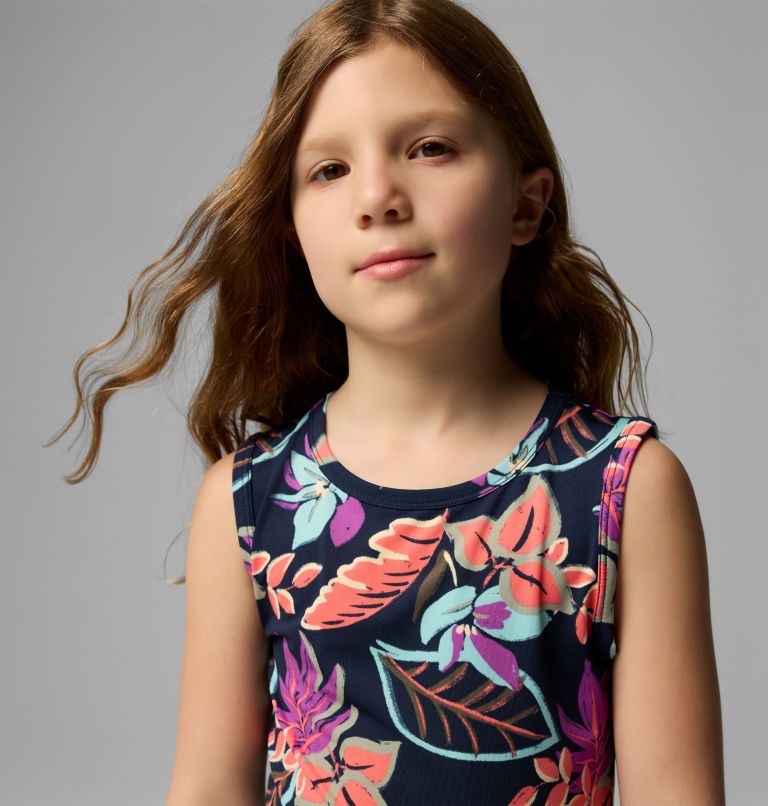 Girls' Chill River Printed Dress, Color: Hot Coral Pasteled, image 4