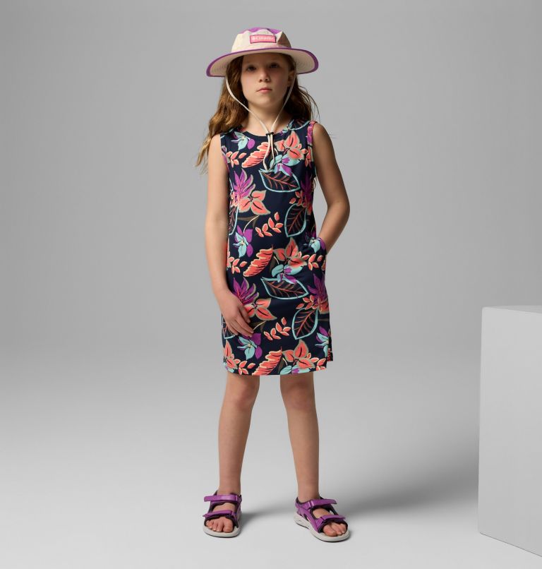 Girls' Chill River Printed Dress, Color: Hot Coral Pasteled, image 5