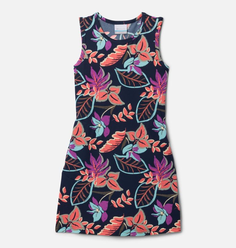 Girls' Chill River Printed Dress, Color: Hot Coral Pasteled, image 7