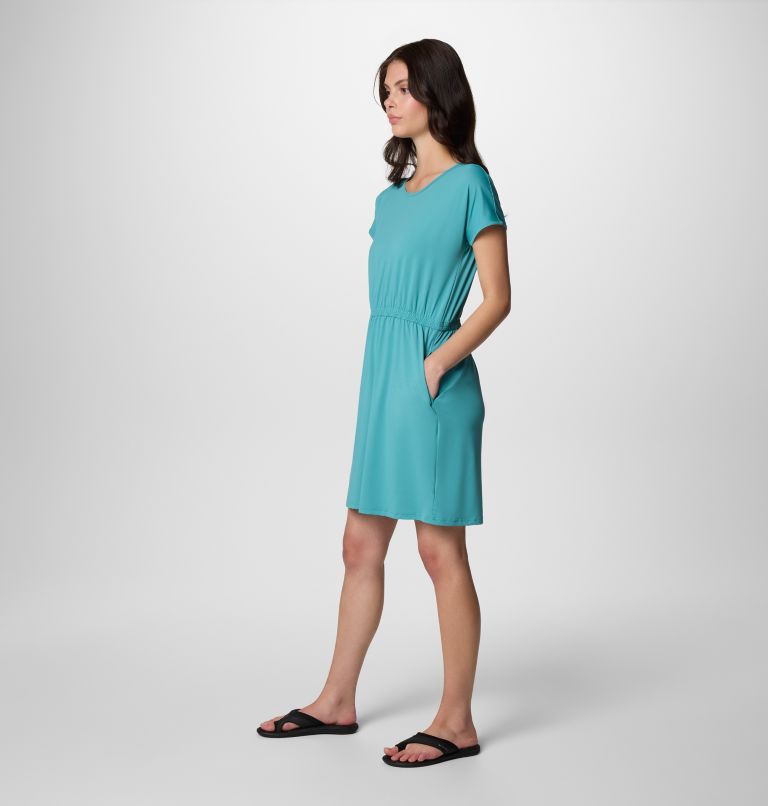 Vestido técnico de manga corta Chill River para mujer, Color: Teal, image 3