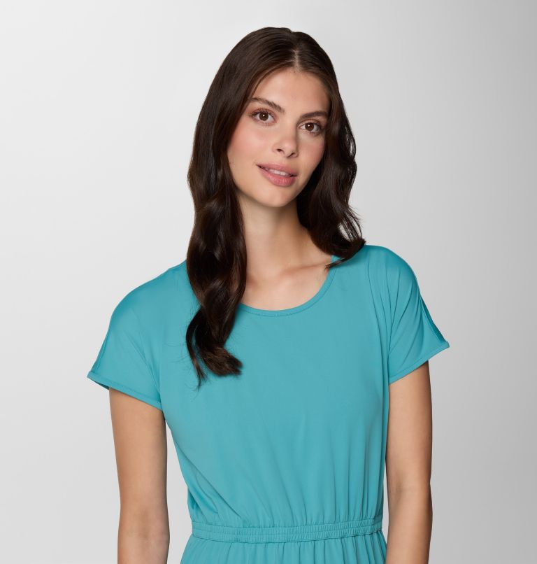 Vestido técnico de manga corta Chill River para mujer, Color: Teal, image 4