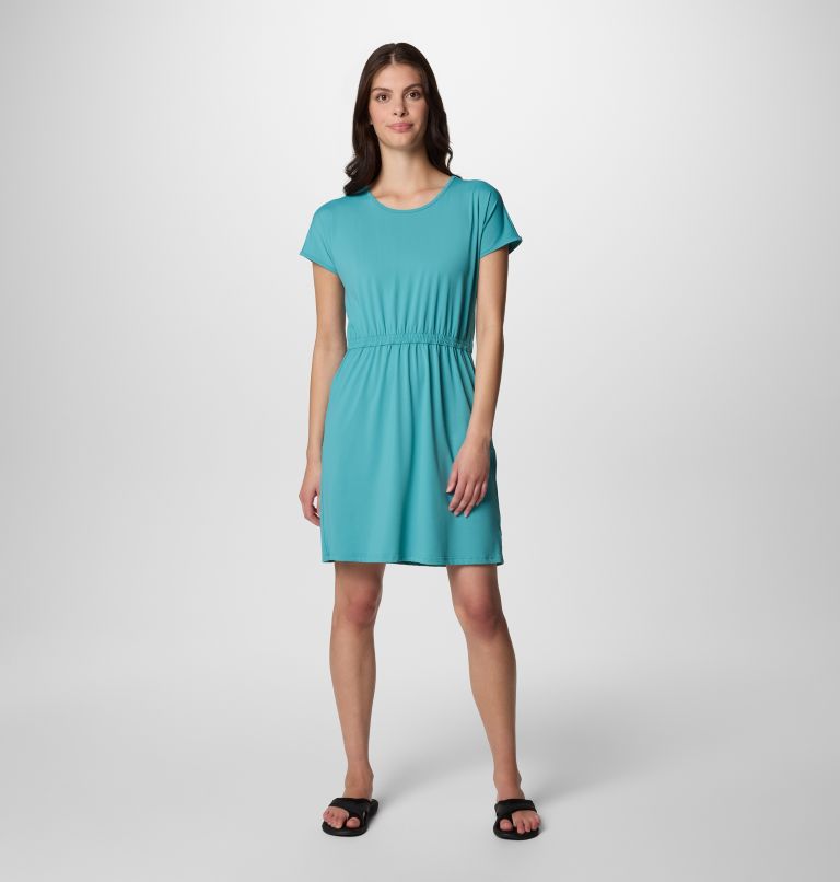 Vestido técnico de manga corta Chill River para mujer, Color: Teal, image 1