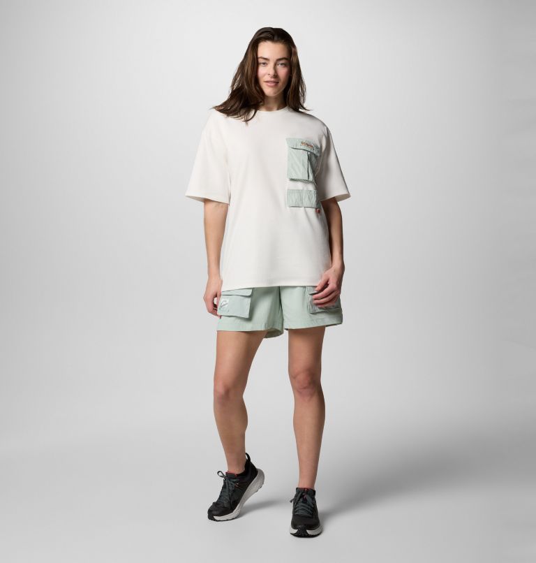 Unisex Cove Beach Pocket T-Shirt, Color: Sea Salt, Cool Green, image 4