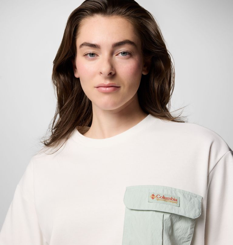 Unisex Cove Beach Pocket T-Shirt, Color: Sea Salt, Cool Green, image 6