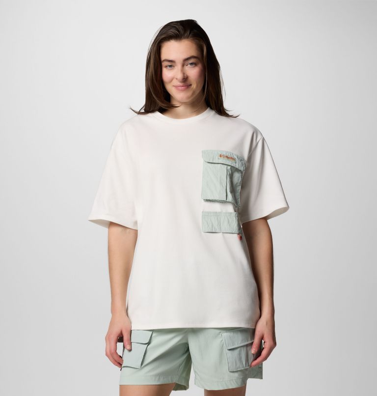 Unisex Cove Beach Pocket T-Shirt, Color: Sea Salt, Cool Green, image 2