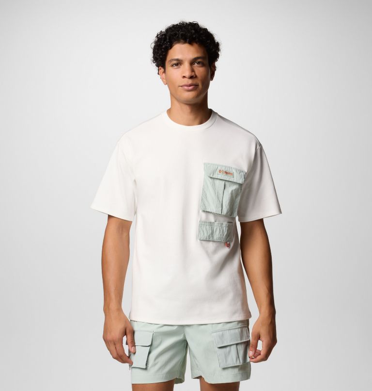 Unisex Cove Beach Pocket T-Shirt, Color: Sea Salt, Cool Green, image 1