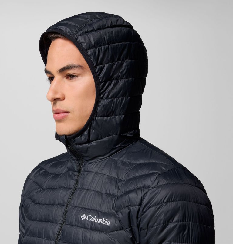 Men's Powder Pass Hybrid Hooded Puffer Jacket, Color: Black, image 5